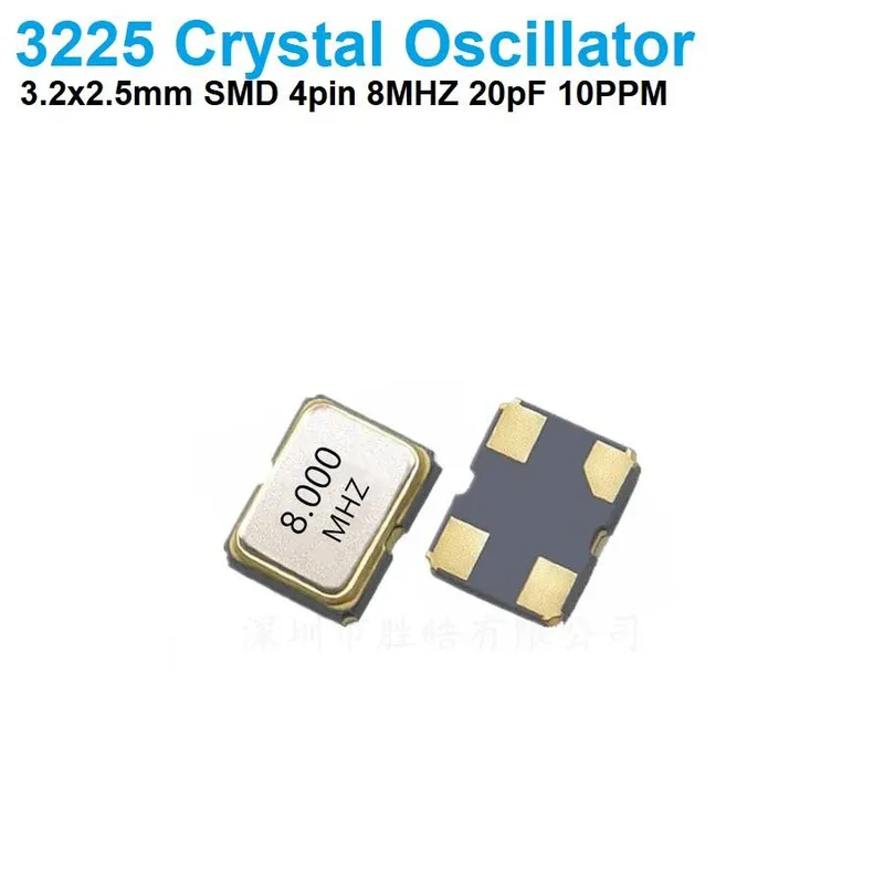 3225 SMD 4-Pin Quartz Crystal 8MHz, 20pF Load