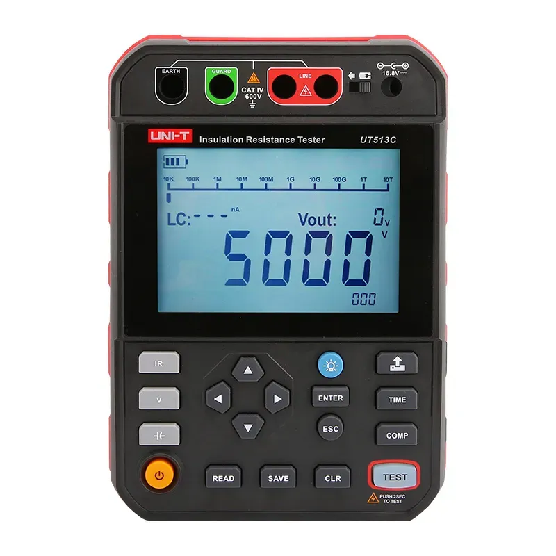 مقياس مقاومة العزل UNI-T UT513C بجهد 5 كيلو فولت مع بلوتوث