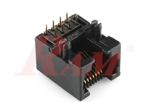 RJ45 8-Pin (8P8C) PCB Mount Connector with Plastic Housing