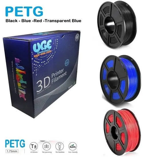 فيلامنت PETG من UGE بقطر 1.75 مم ووزن 1 كجم - أحمر وأزرق وأسود