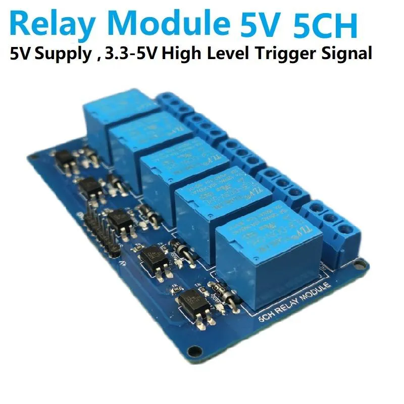5V 5-Channel Relay Module, Active High Trigger
