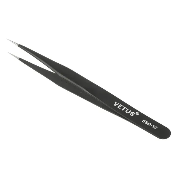 VETUS ESD-12 Straight Fine-Tip ESD-Safe Tweezer 135mm