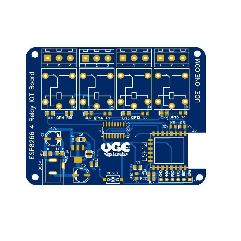 لوحة PCB لوحة إنترنت الأشياء ESP-12 ذات 4 مرحلات