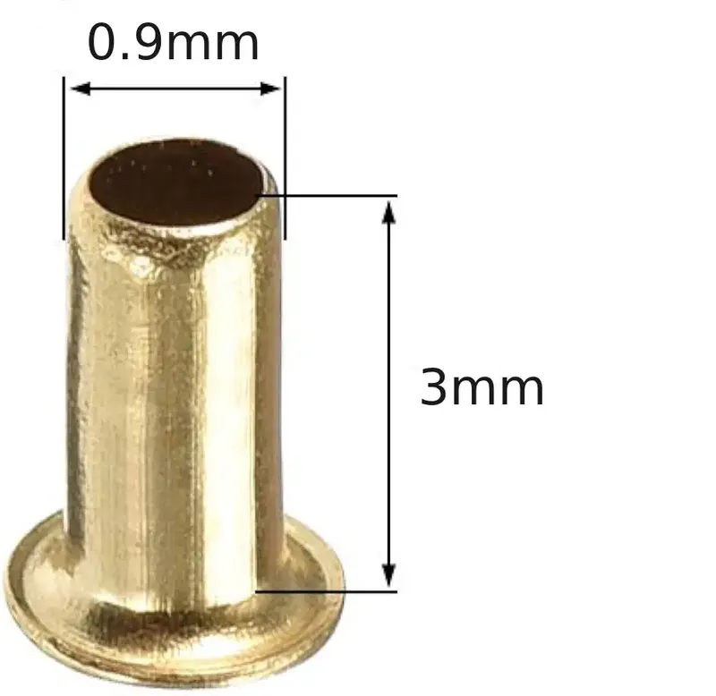 Double-Sided PCB Copper Hollow Rivet M0.9x2.5mm, 0.6mm Inner Hole (1 pc)
