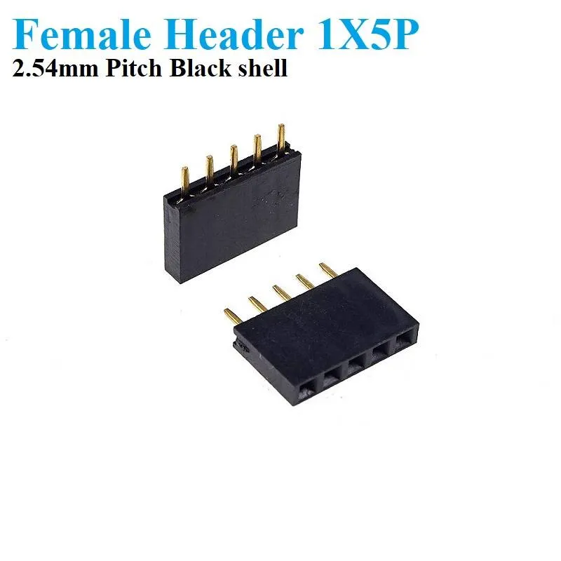 Female Pin Header 1x5 Straight 2.54mm Pitch