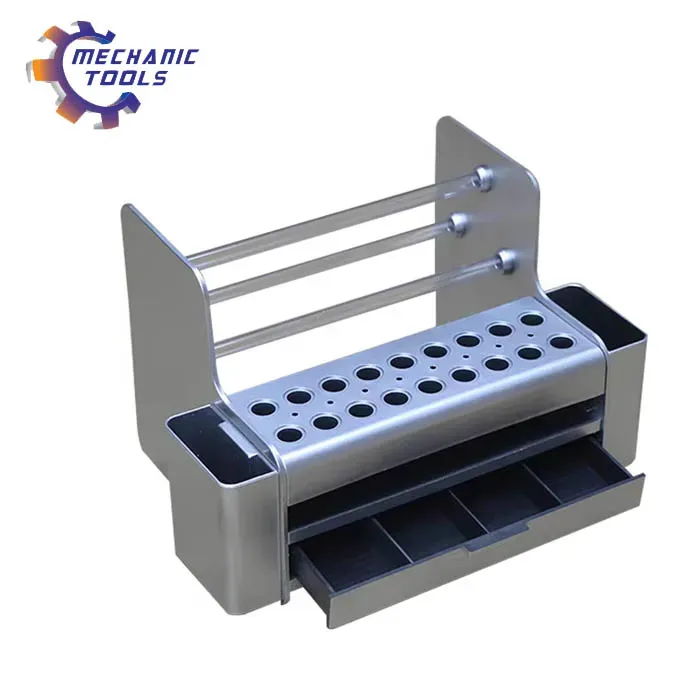 Plastic Tool Storage Box 9808, Silver/Blue Workbench Organizer