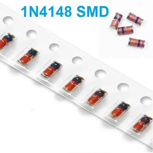 ثنائي 1N4148 سطحي SOD80 للتبديل السريع 75V