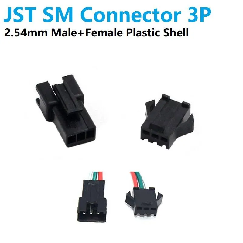 JST SM 3-Pin Connector Male+Female 2.54mm Polarized