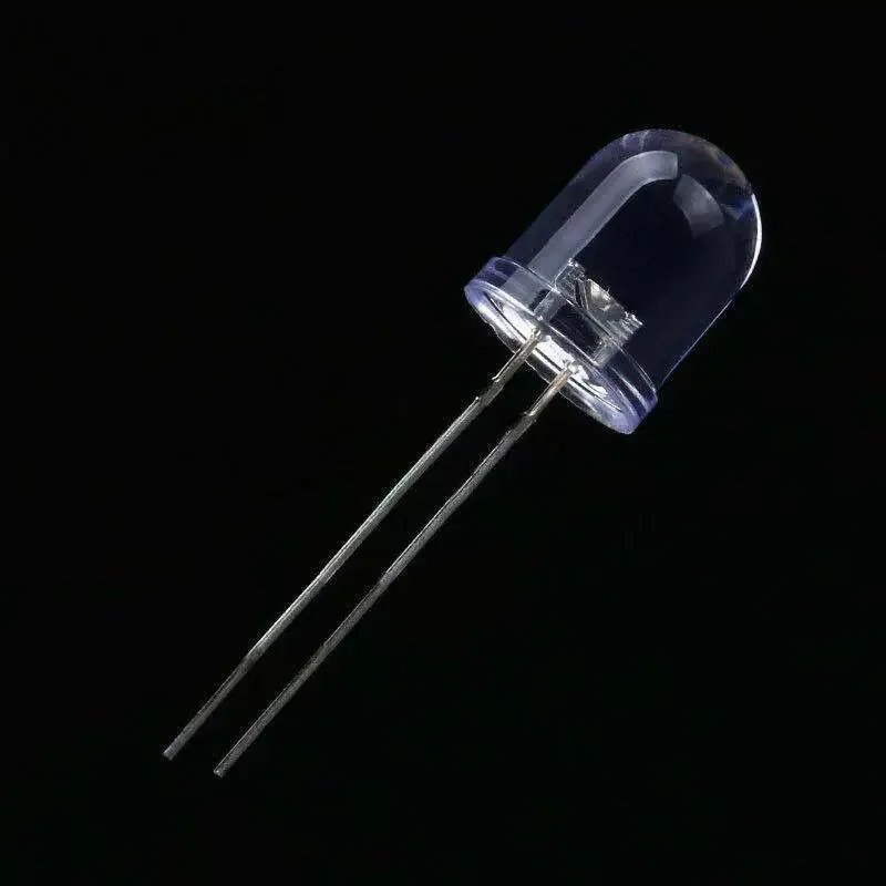 ليد أحمر 10mm بتركيب ثقبي وطرفين (عدسة حمراء)