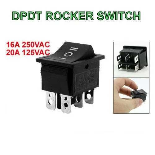 مفتاح تشغيل روكر 6 أطراف ON-OFF-ON بثلاثة أوضاع DPDT ثابت
