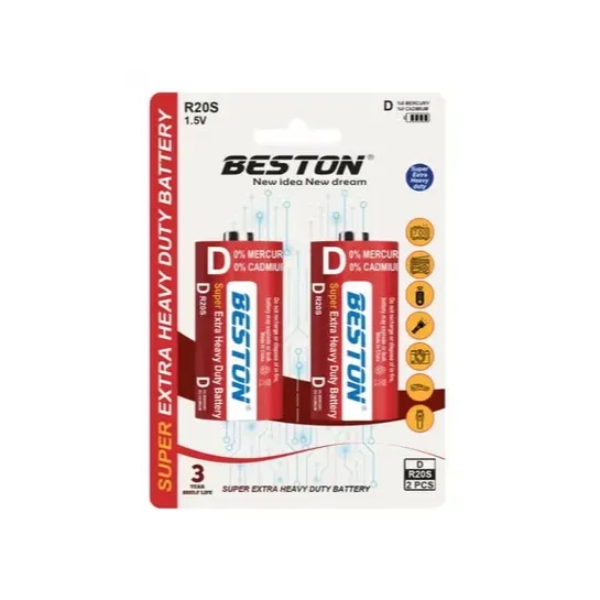 بطارية BESTON R20S مقاس D بجهد 1.5 فولت، عبوة قطعتين