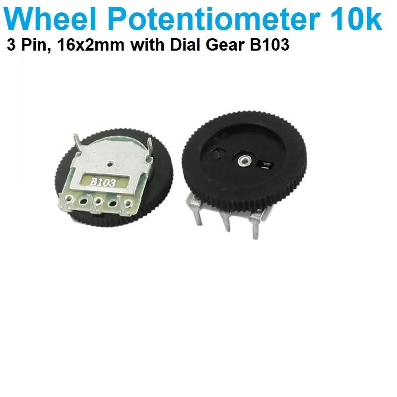B103 10kΩ B-Taper Dial Potentiometer with Pulley Wheel