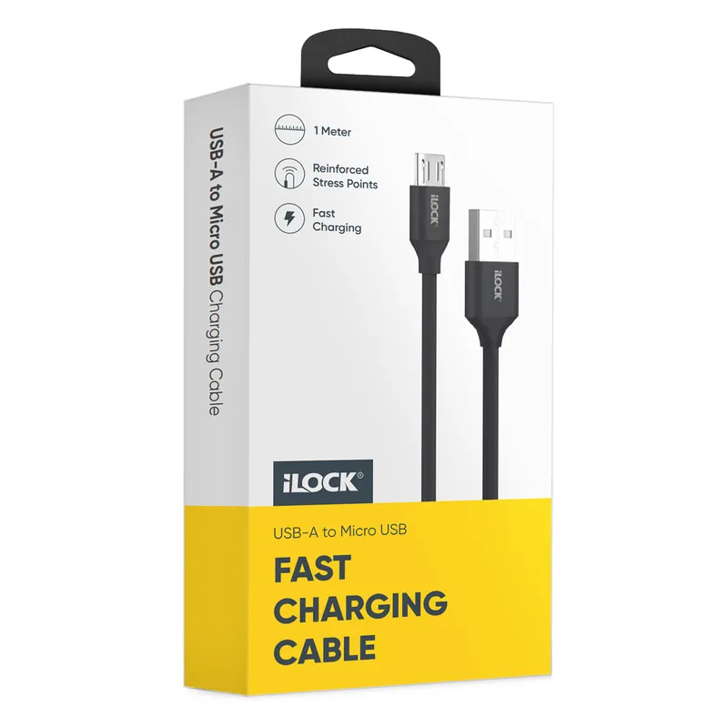 كابل شحن ونقل بيانات من USB-A إلى Micro USB من iLock 5086 بطول متر واحد