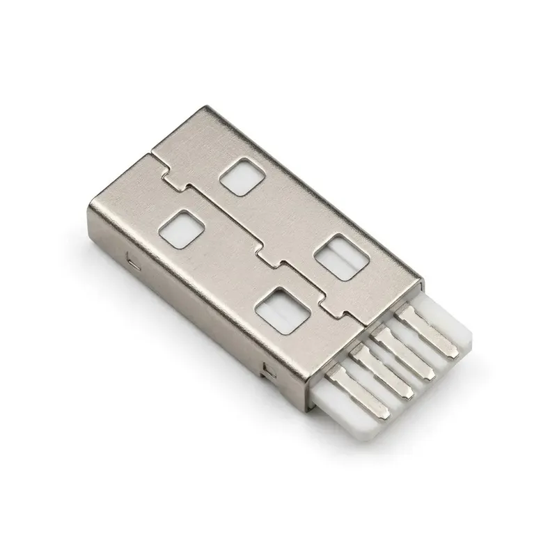موصل USB Type-A ذكر بـ 4 أطراف للحام، طول 27mm