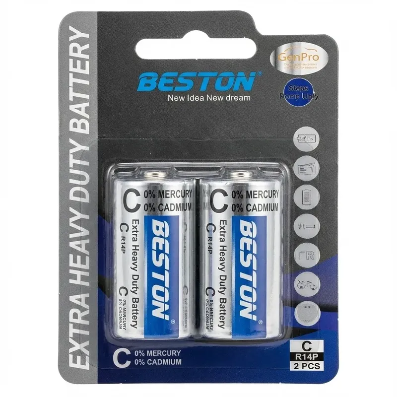 Beston C R14S 1.5V Extra Heavy Duty Battery 2-Pack (Carded)