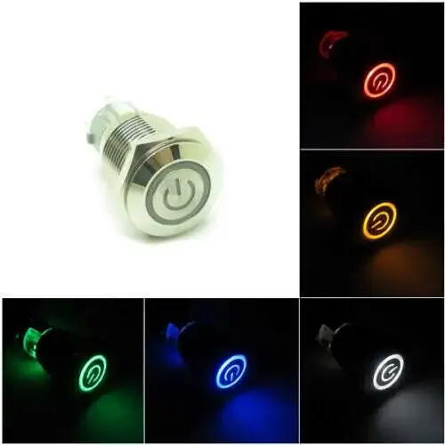 16mm Metal Waterproof Momentary Push Switch with LED Ring (On/Off)