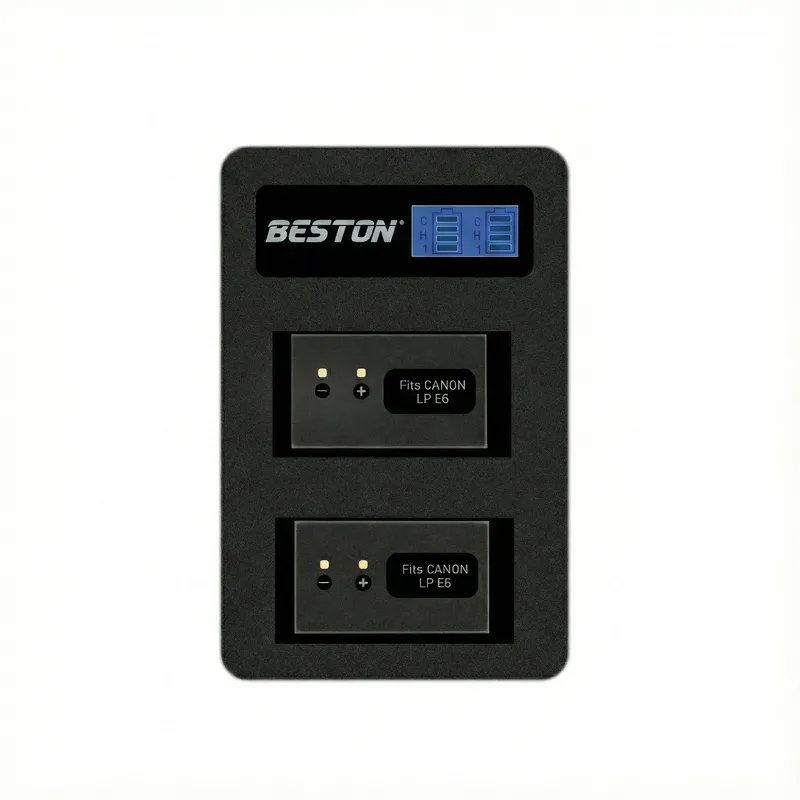 Beston LP-E6 Dual LCD Battery Charger for Canon with Micro USB