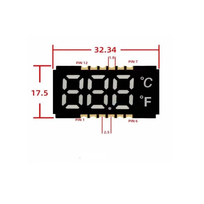 شاشة FSL3217 ثلاثية الخانات بسبعة قطاعات LED وأنود مشترك