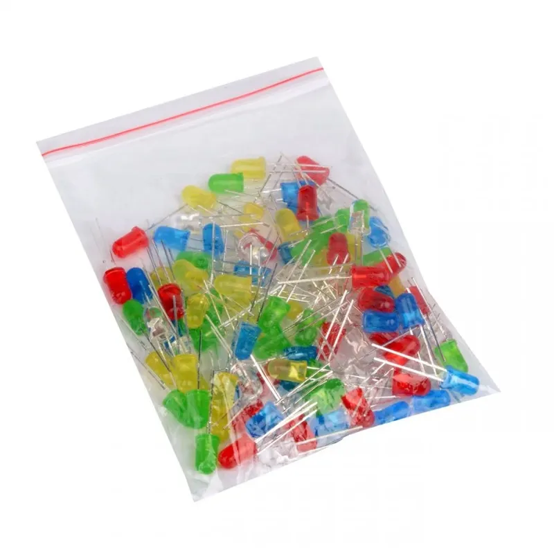 Mixed 5mm LED Pack, 100 pcs (20 Each of 5 Colors)