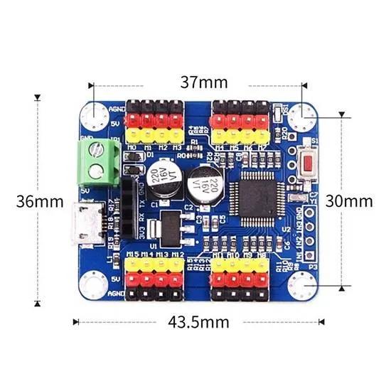 16 Channel PWM Servo Controller Board with USB for SG90 & MG995