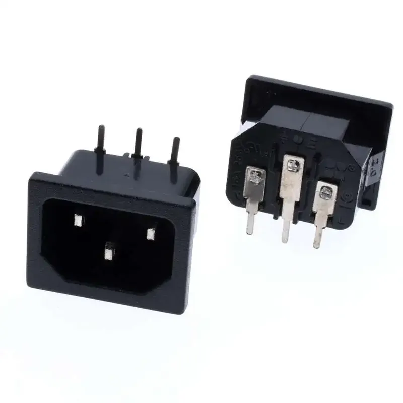 مقبس دخل تيار متردد IEC C14 ذكر 250 فولت و10 أمبير للتثبيت على PCB