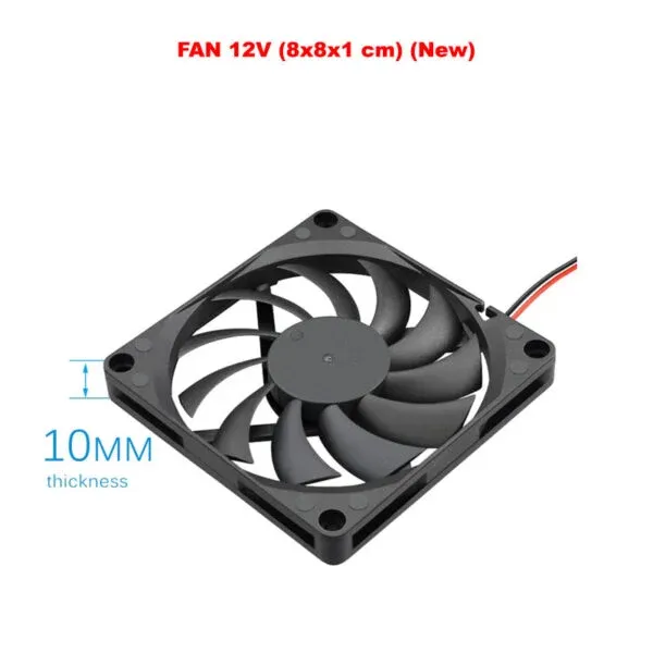 مروحة تبريد ‏12V DC مقاس 80x80x21 ملم بوصلة 2 أطراف