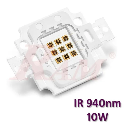 مصباح LED تحت الأحمر SMD عالي القدرة 10 وات بطول موجي 940 نانومتر