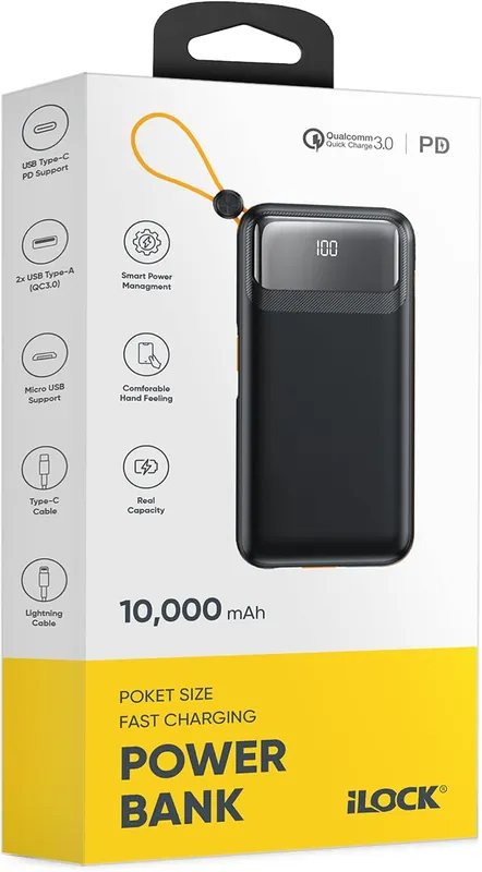 iLOCK 5098 10000mAh 4-Port Fast Charging Power Bank