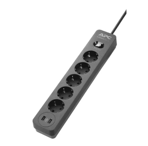 APC Essential SurgeArrest PME5U2B-GR 5 Outlet 2 USB Black