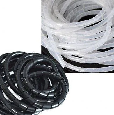 Spiral Cable Wrap Band 10mm Diameter, Black or White, 1 Meter