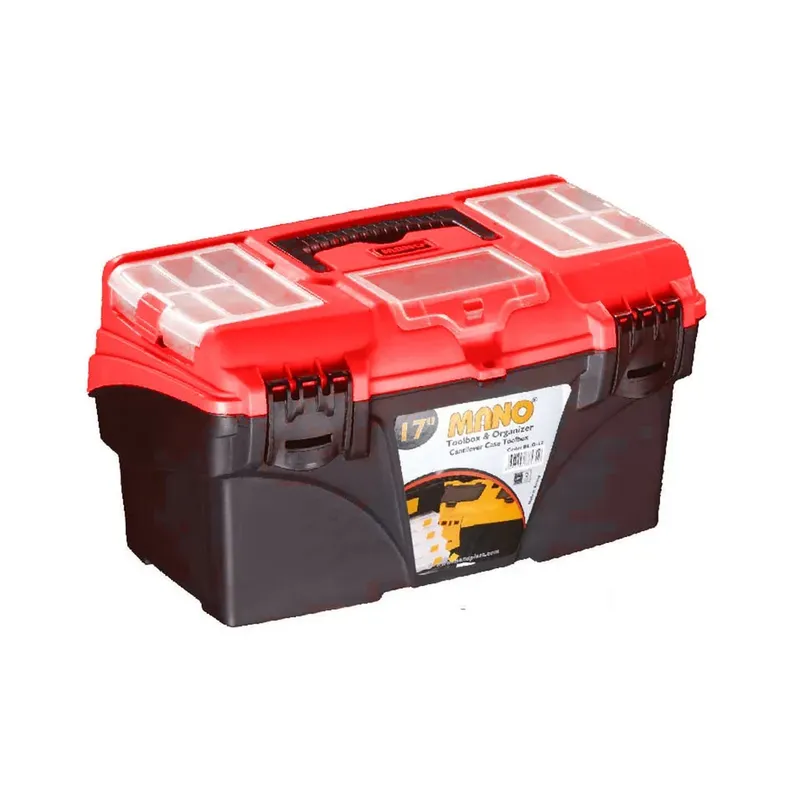 Mano Plastic Storage Box with Internal Sliding Drawers (Size 17, Red)