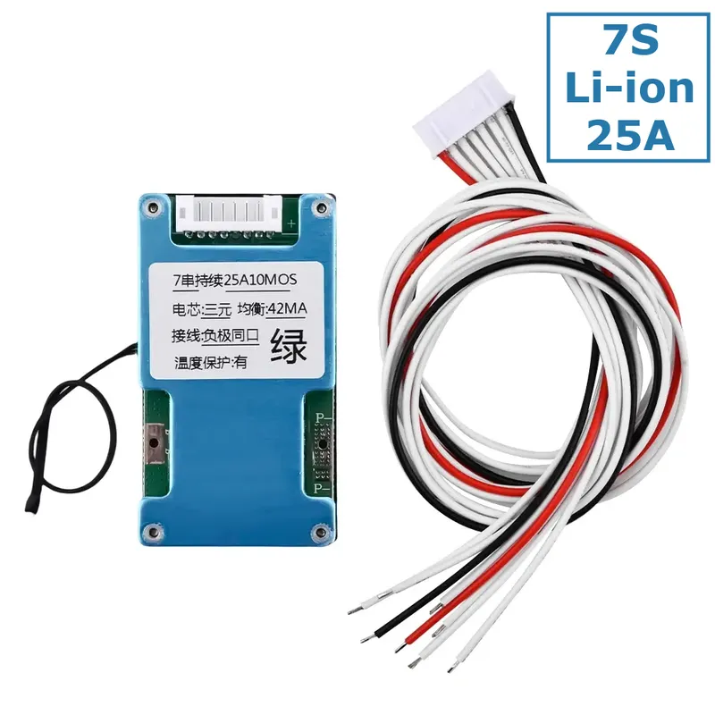 7S 25A Li-ion BMS Board with Balancing and Temperature Protection