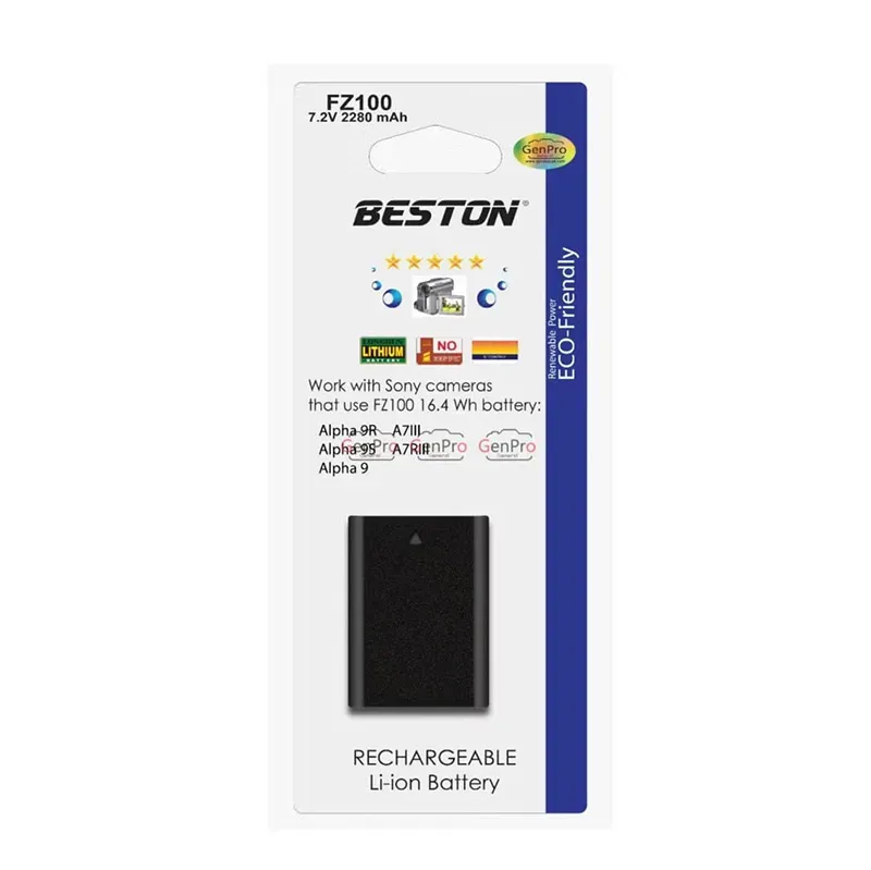 BESTON FZ100 Rechargeable Battery for Sony NP-FZ100, 7.2V 2280mAh