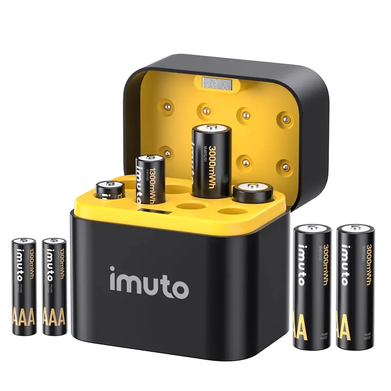 imuto TF-CD-010CE AA/AAA Li-ion Battery Set with 8-Slot Charger