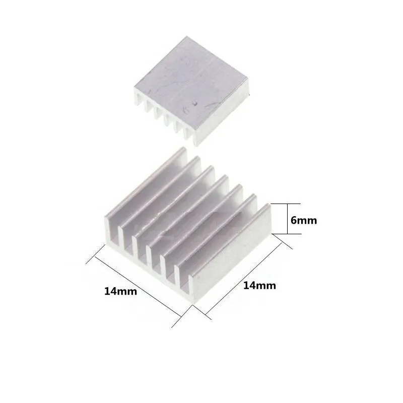 Aluminum Heat Sink 14x14x6 mm with 7 Fins (Passive Cooling)