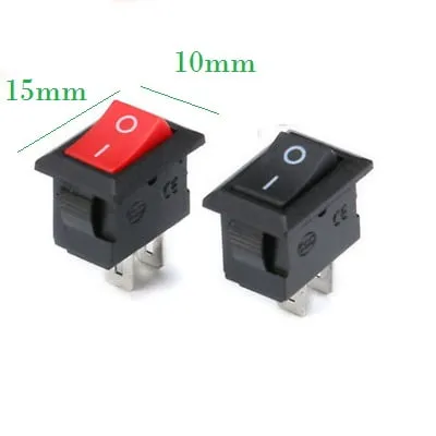 KCD1-11 Mini Rocker Switch SPST 2-Pin 3A/250V Black