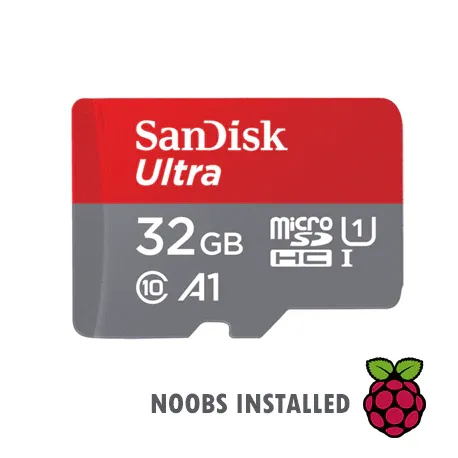 بطاقة SanDisk microSD سعة 32 جيجابايت مع نظام Raspberry Pi OS