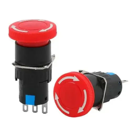 AB6-A 16mm Emergency Stop Mushroom Push Button, Waterproof