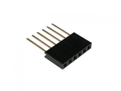 Female Single-Row Pin Header 1x6, 2.54mm Pitch, 11mm Pin Length