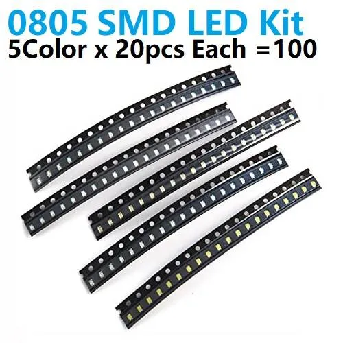 0805 SMD LED Assortment Kit, 5 Colors x 20 pcs (100 pcs)