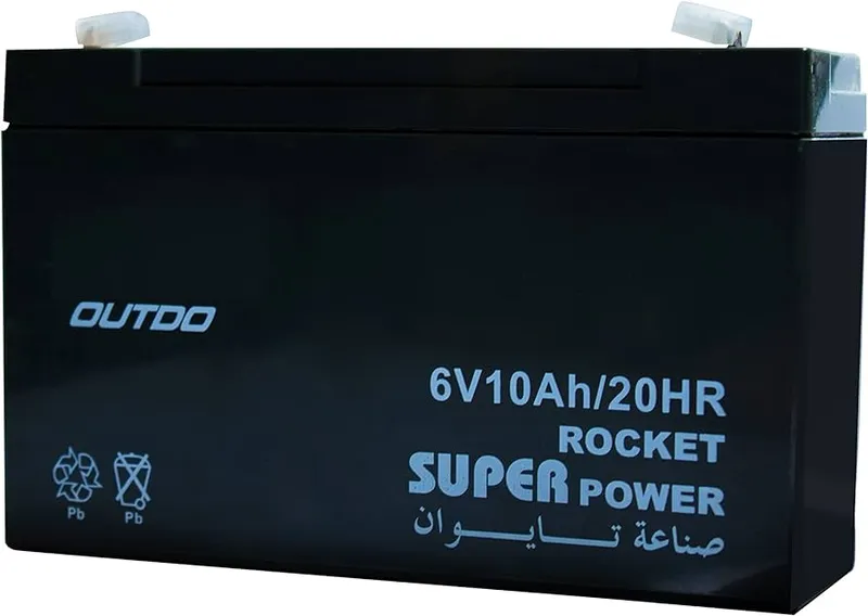 OUTDO Rocket 6V 10Ah Lead Acid Rechargeable Battery