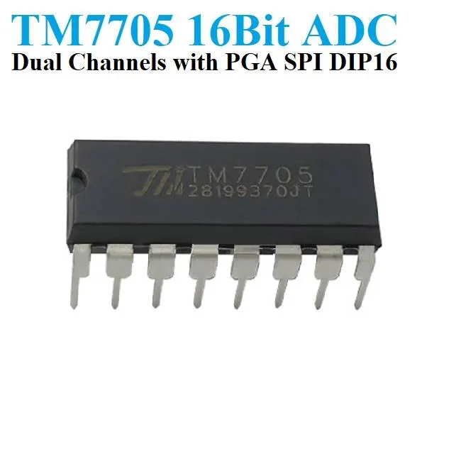 TM7705 Dual-Channel 16-bit Sigma-Delta ADC SPI DIP16