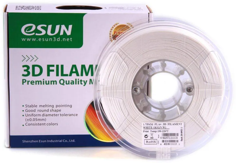 خيط طباعة eSUN PLA Plus قطر 1.75 مم بلون أبيض (1 كجم)