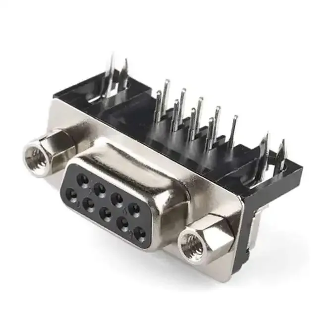 DE9 Right Angle PCB Solder Female D-Sub Connector 9 Hole 2 Row