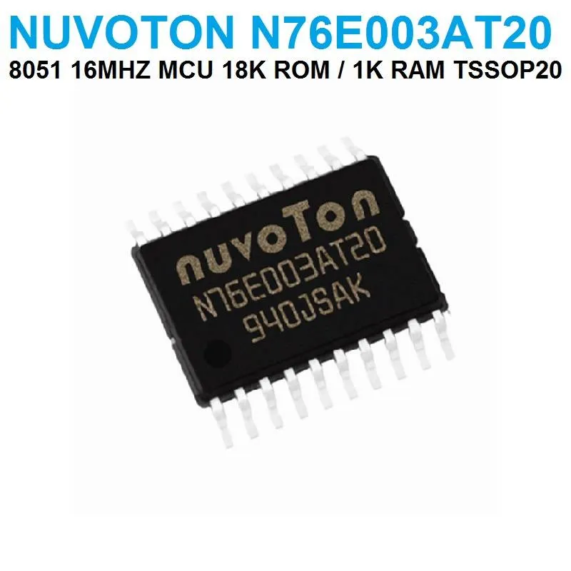 متحكم دقيق N76E003AT20 من Nuvoton بنواة 8051 وغلاف TSSOP20