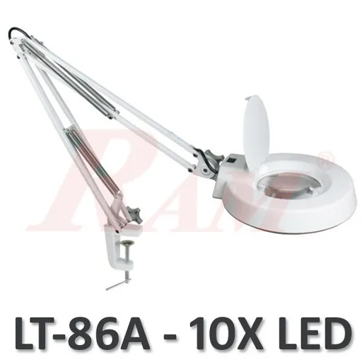LT86A 10X Glass Magnifier with Movable Arm and LED Light