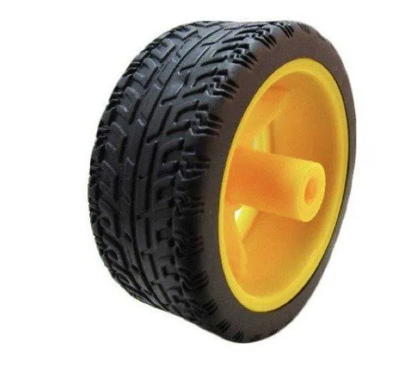Yellow 65 mm Robot Wheel for TT Motor D-Shaft
