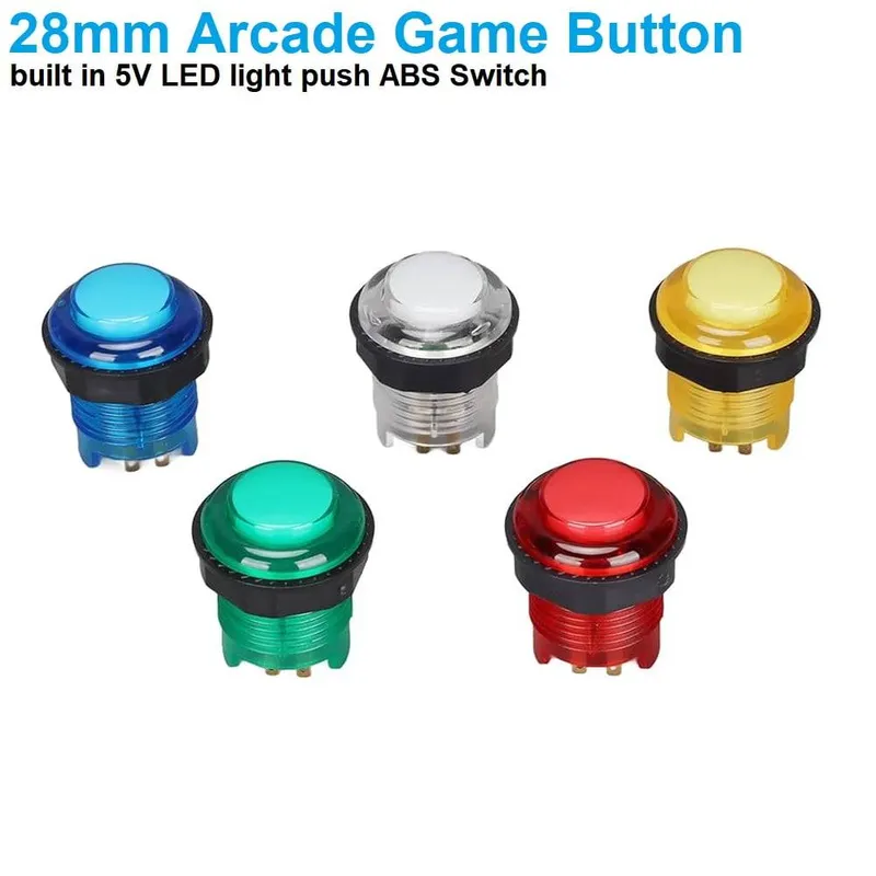 28mm Arcade Push Button Illuminated Red LED