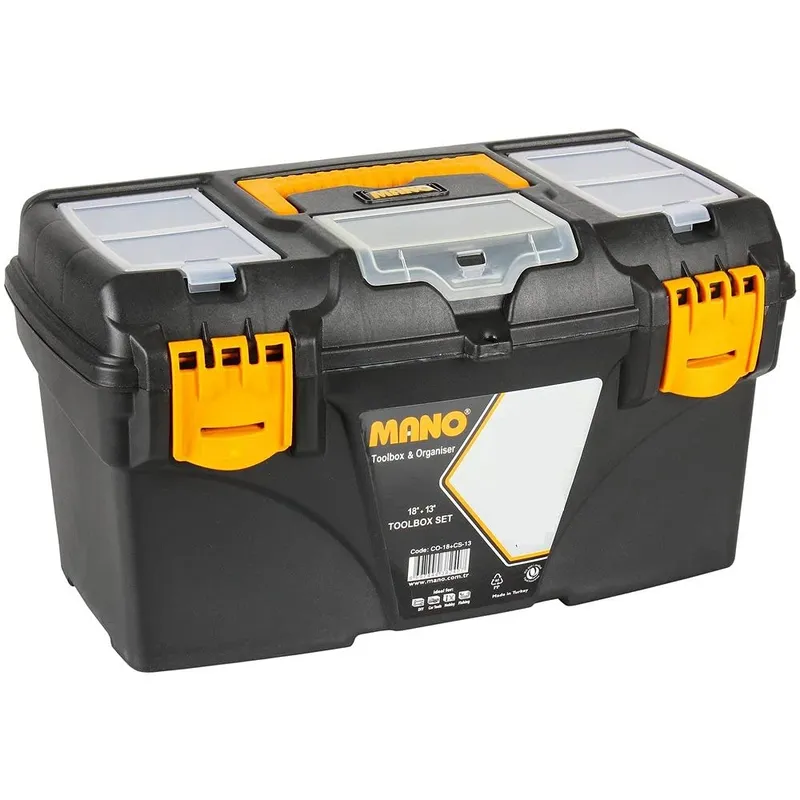 Mano 16-Inch Black Plastic Tool Box