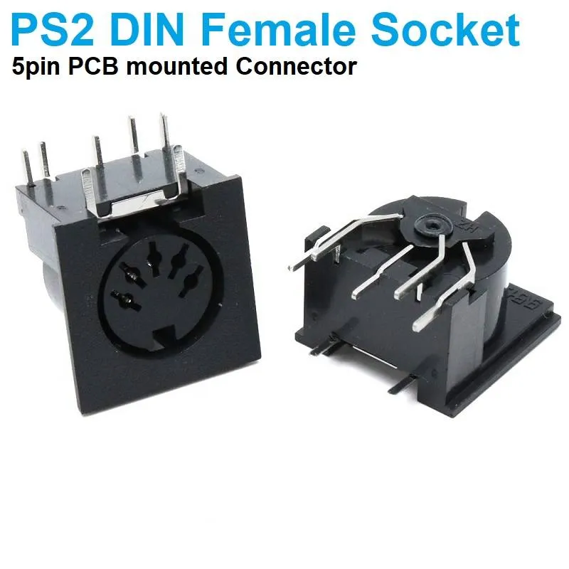 5-Pin PS/2 DIN Female PCB Connector, Right Angle